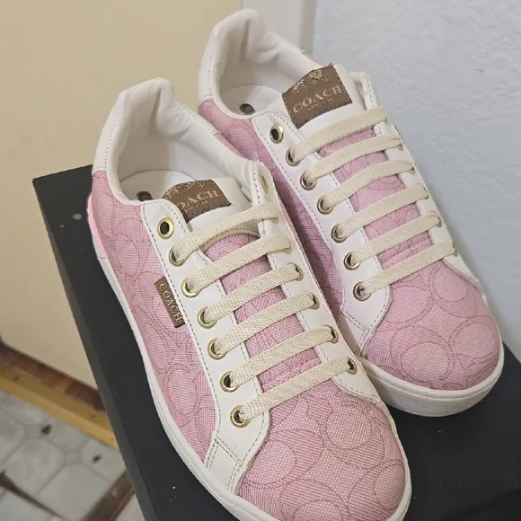 Coach Pink and White Women's Sneakers - Picture 1 of 4